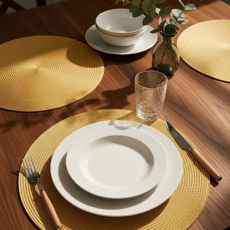 Jogo Americano Redondo Sousplat 38cm Kit 4 6 Peças Impermeável Design Elegante Mesa Posta Jantar