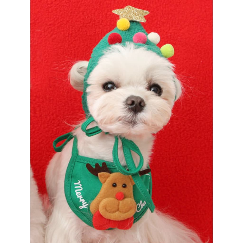 Ins Teddy Bichon Saliva Toalha Gato Cachorro Dia de Natal Elk Árvore de Natal Chapéu para animais de estimação Enfeites