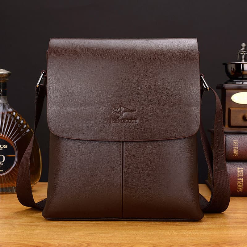 Bolsa de ombro masculina de couro macio bolsa de negócios Cross-body Commuter saco Casual aleta moda pequena mochila mas
