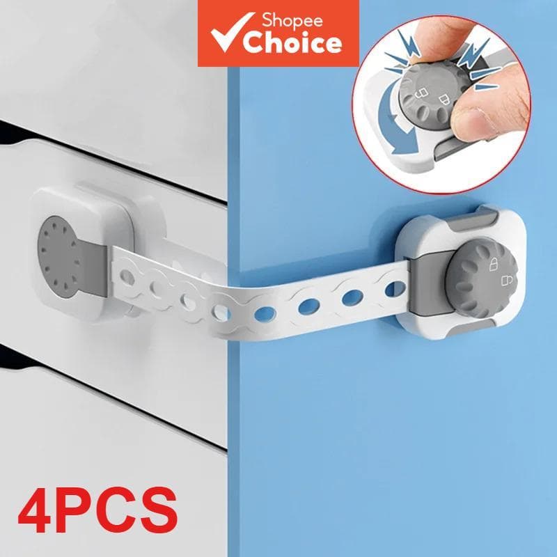 As 4 Pcs Fechaduras De Segurança Infantil Alça Ajustável Comprimento Travas De Armário Armários , Gavetas , Banheiros E