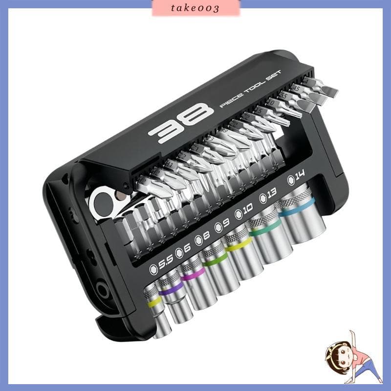 TAKE03 Kit Chave Soquete Catraca Aço Profissional 38 Estojo Armazenamento Equipamento Manutenção D