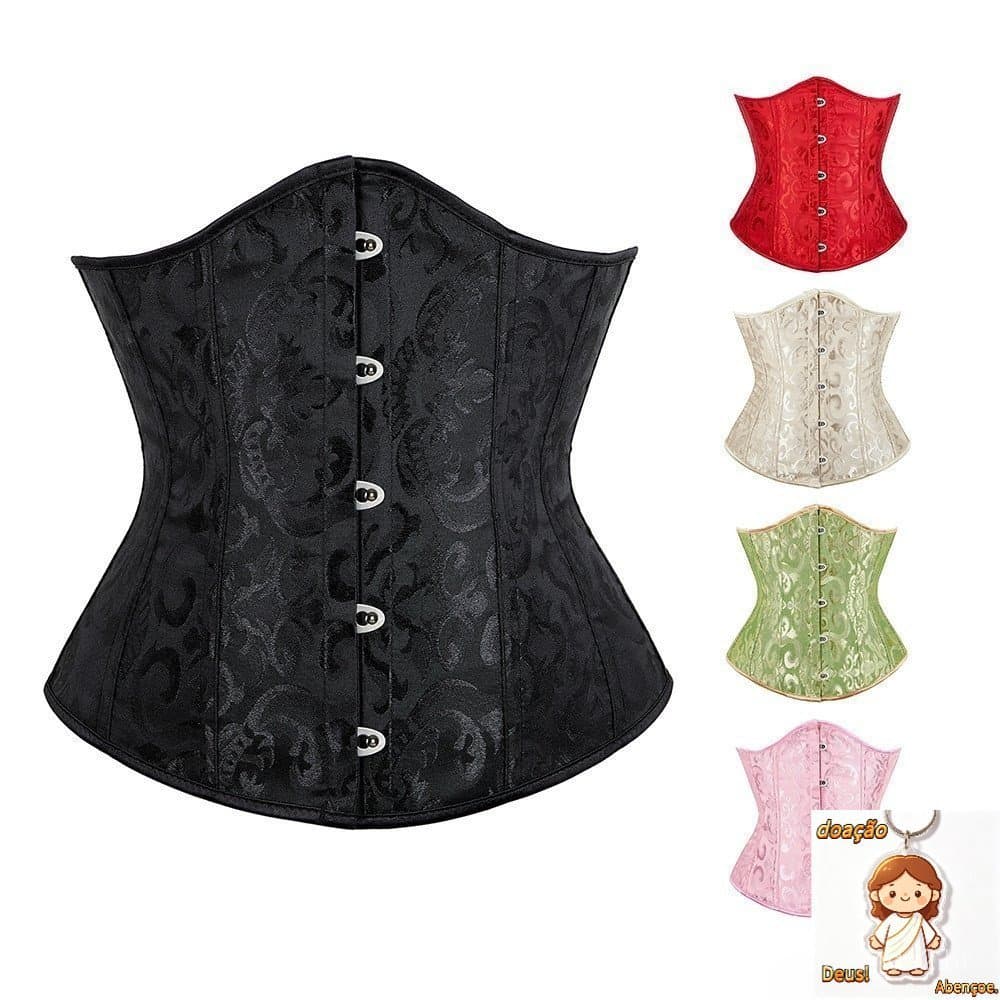 Mulheres Espartilhos Corpete Jacquard Underbust Espartilho Cupless Cincher