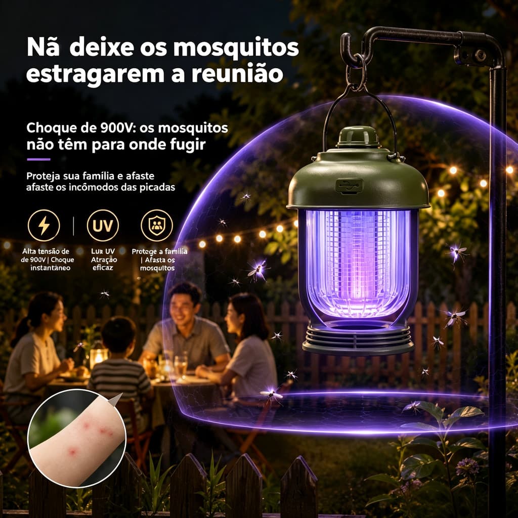 Pátio eletrônico mosquito assassino lâmpada de acampamento ao ar livre recarregável luz roxa mosquito atraindo choque el