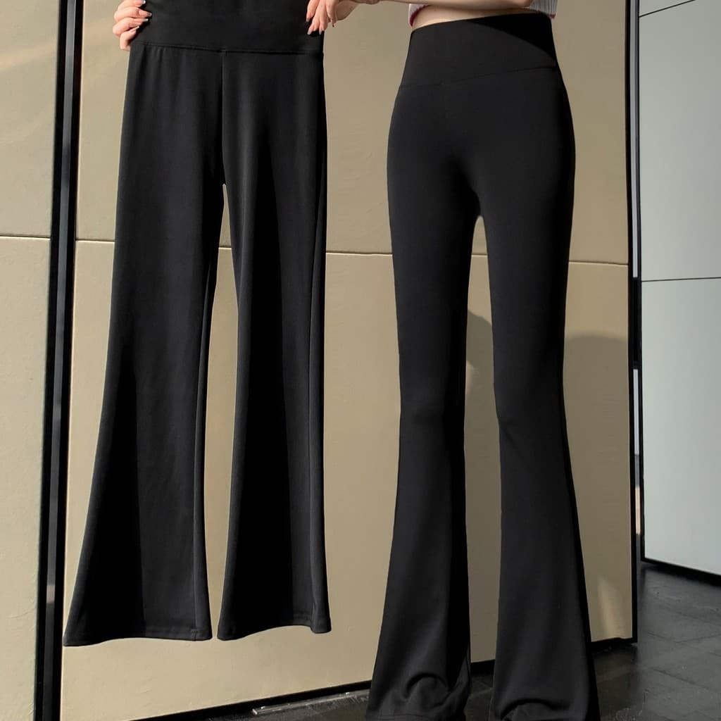 Verão novo estilo senhoras pele de tubarão Micro-Flap calças cintura alta solta chão-esfregando calças casuais estilo fi