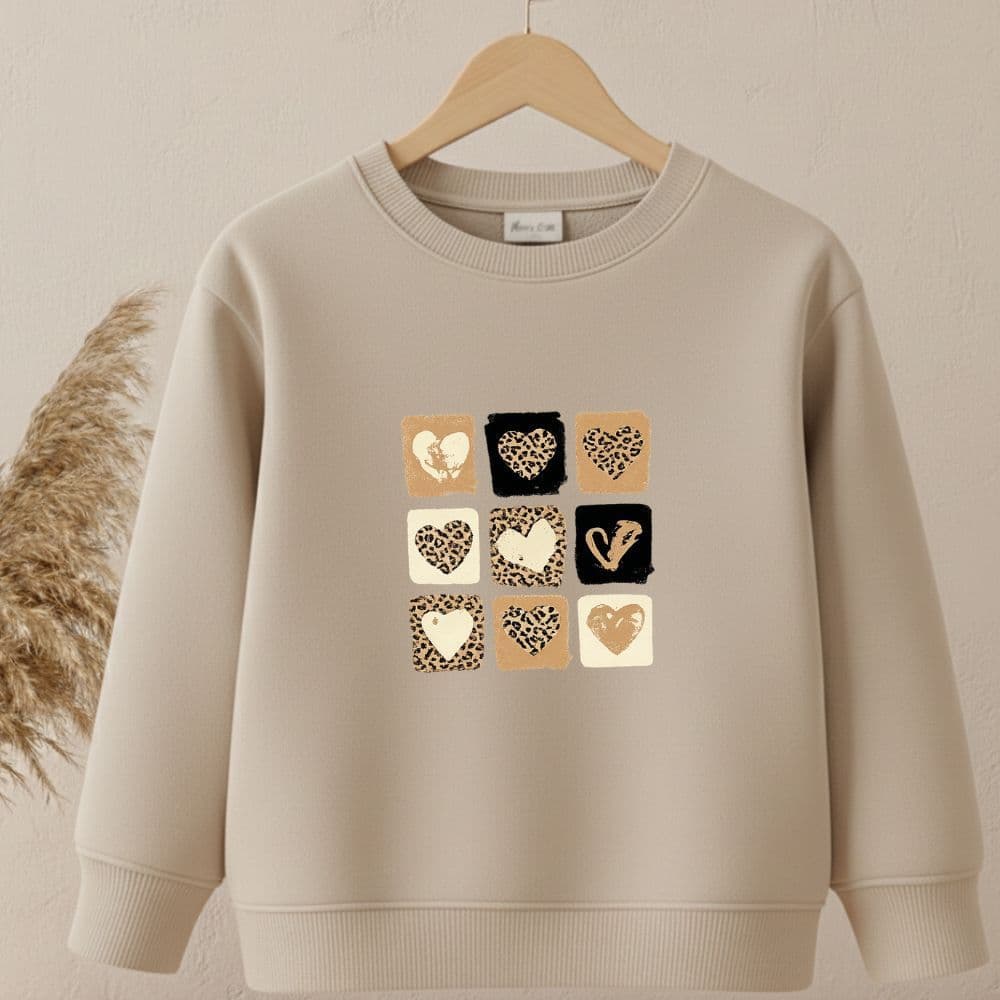 Moletom Feminino Casaco infantil meninas corações onçinha blusa de frio careca Infantil Kids