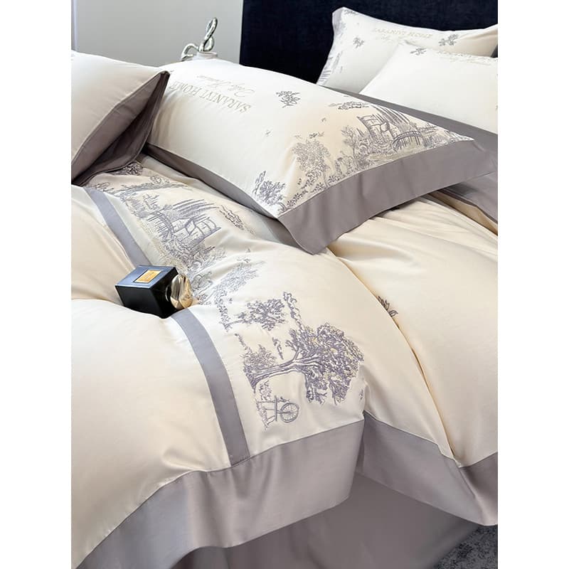 High-End luz luxo classe A puro algodão de comprimento longo conjunto de quatro peças 100 algodão lençol colcha capa de
