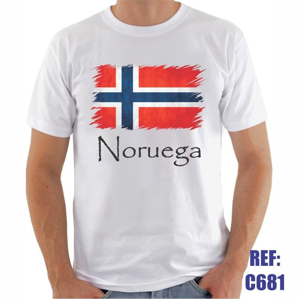 Linda Camiseta Noruega Bandeira País Europa Premium