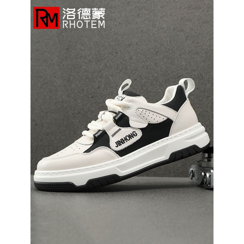 Nicho High-End esportes masculinos casuais sapatos brancos 2024 primavera outono novo estilo couro genuíno Design de sol