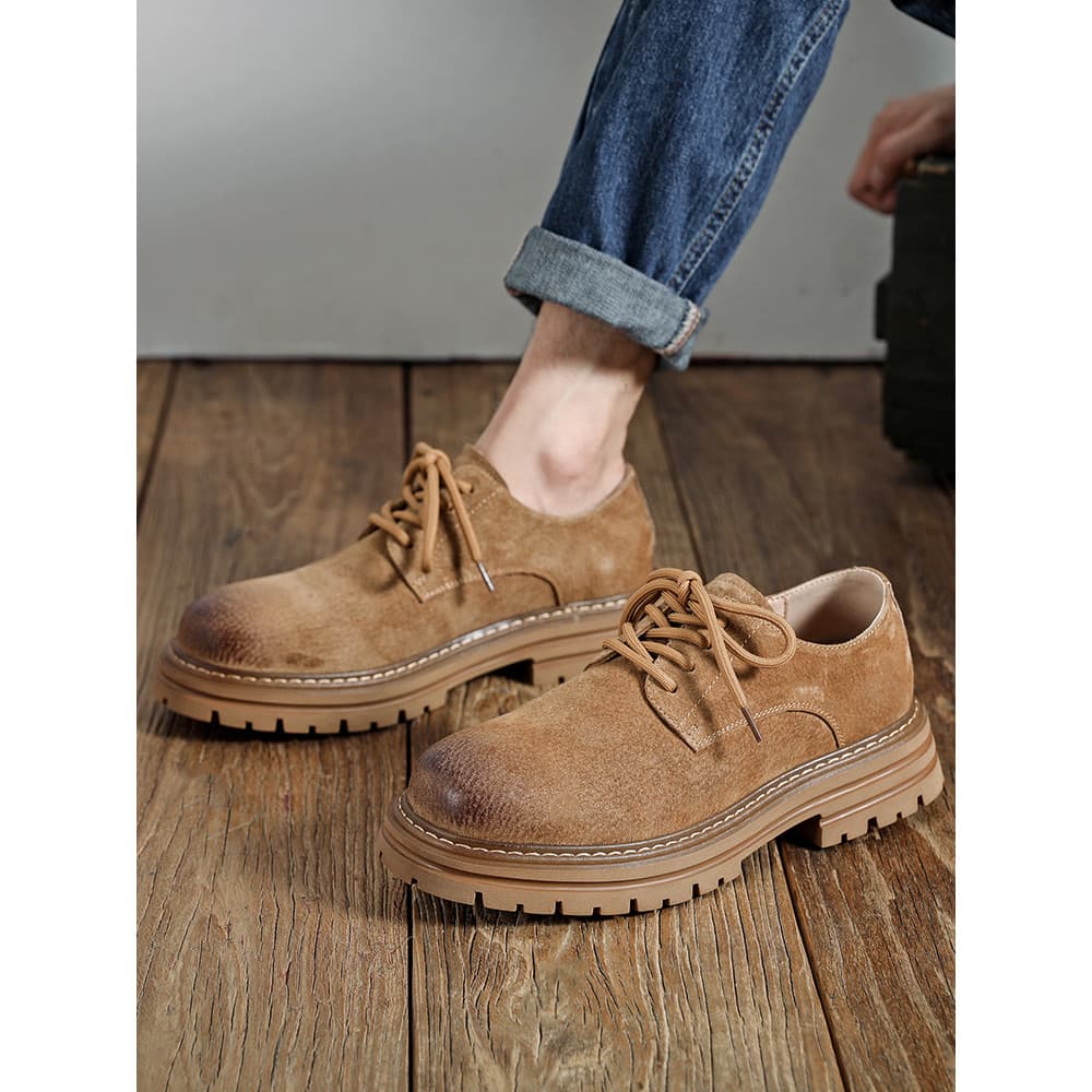 Botas Martin de cano baixo masculinas primavera sola grossa tendência britânica All-Match High-End couro genuíno Derby f