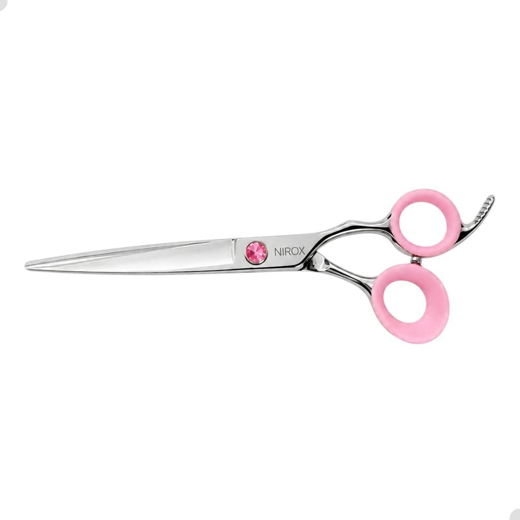 Tesoura Reta Profissional Nirox 7.5 440C Profissional Rosa