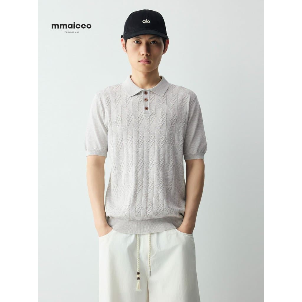 Momaike roupas masculinas Gaozhi Commuter camisa polo de manga curta masculina 2026 verão novo estilo tridimensional tor