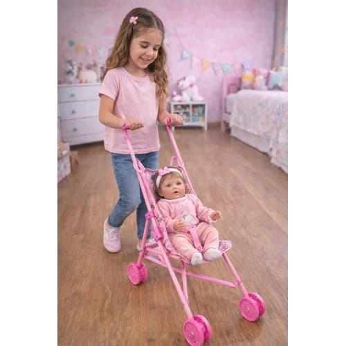 Carrinho Boneca Infantil Dobrável Portátil Resistente Brinquedo Criança Diversão