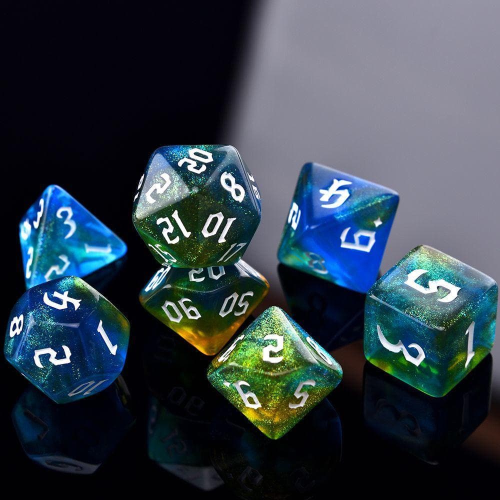 Iridescente Glitter Poliédrico Dados Jogos De Tabuleiro Brinquedo D4 D6 D8 D10 Jogando Jogo 7 Pçs/set 7-Die