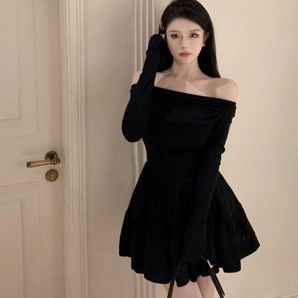 Vestido De Uma Gola , Saia Curta Fina Leve Da Moda Coreana Evasê Slim Fit