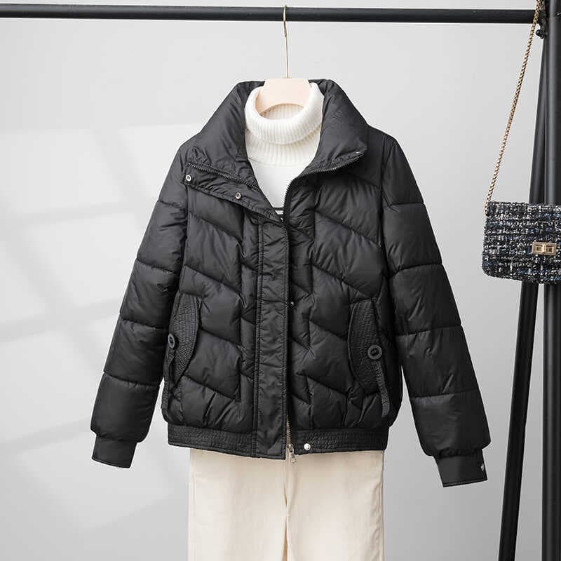 Outono inverno novo estilo gola alta Plus Size jaqueta de pão solto acolchoado jaqueta pequena curta grossa para baixo a