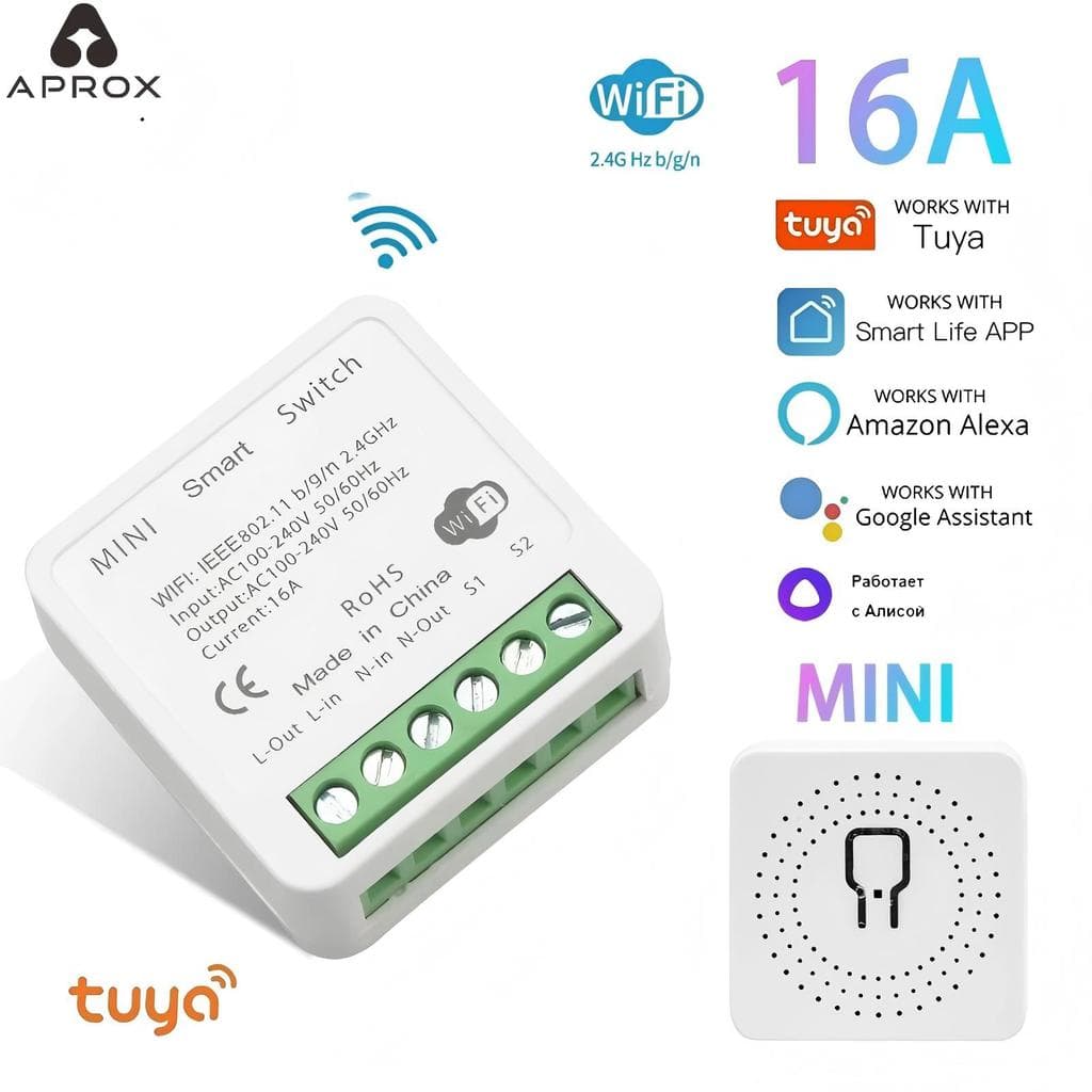 interruptor inteligente WIFI mini suporte controle por voz Alexa Google Home Tuya 16A-APROX