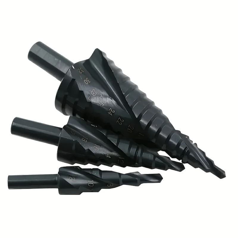 HSS Cobalto Passo Broca 4-12/20/32mm Espiral Cone Bit Triângulo Haste Metal Madeira Perfuração Alargador Aço De Alta Vel