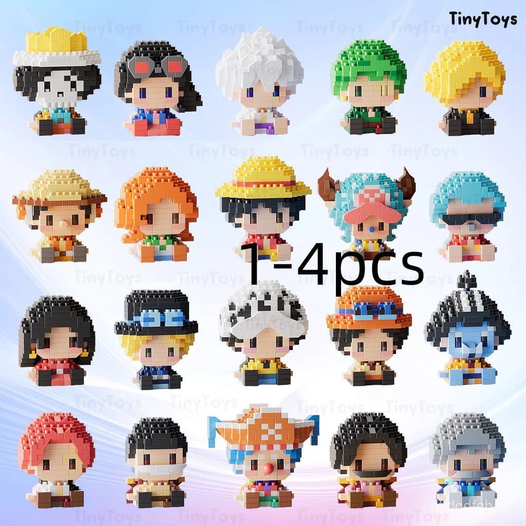 (1/4PCS）动漫玩具收藏品  Kit Mini Blocos One Piece Personagens Luffy Zoro Nami Chopper Anime Brinquedo Colecionável