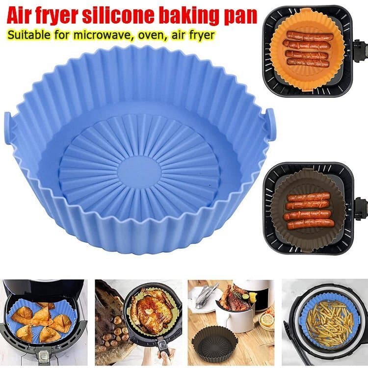 【Resistente ao Calor】Silicone Air Fryer Baking Pan/Acessórios para Air Fryer/Bandeja Reutilizável/Cozinha Multiuso