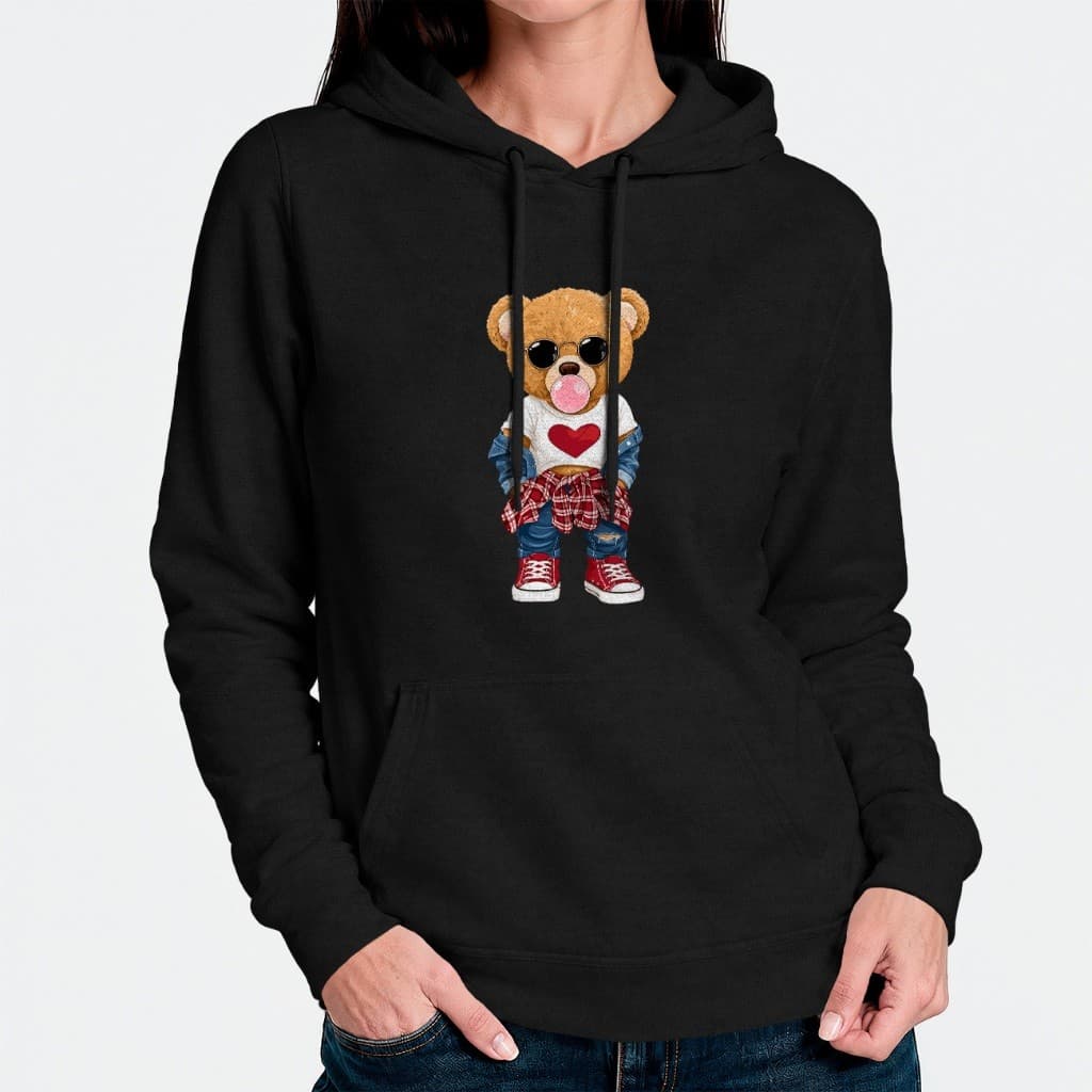 Moletom Canguru Ursinho Com seu Chiclete Blusa de Inverno Casaco de Frio Tecido Macio Com Capuz