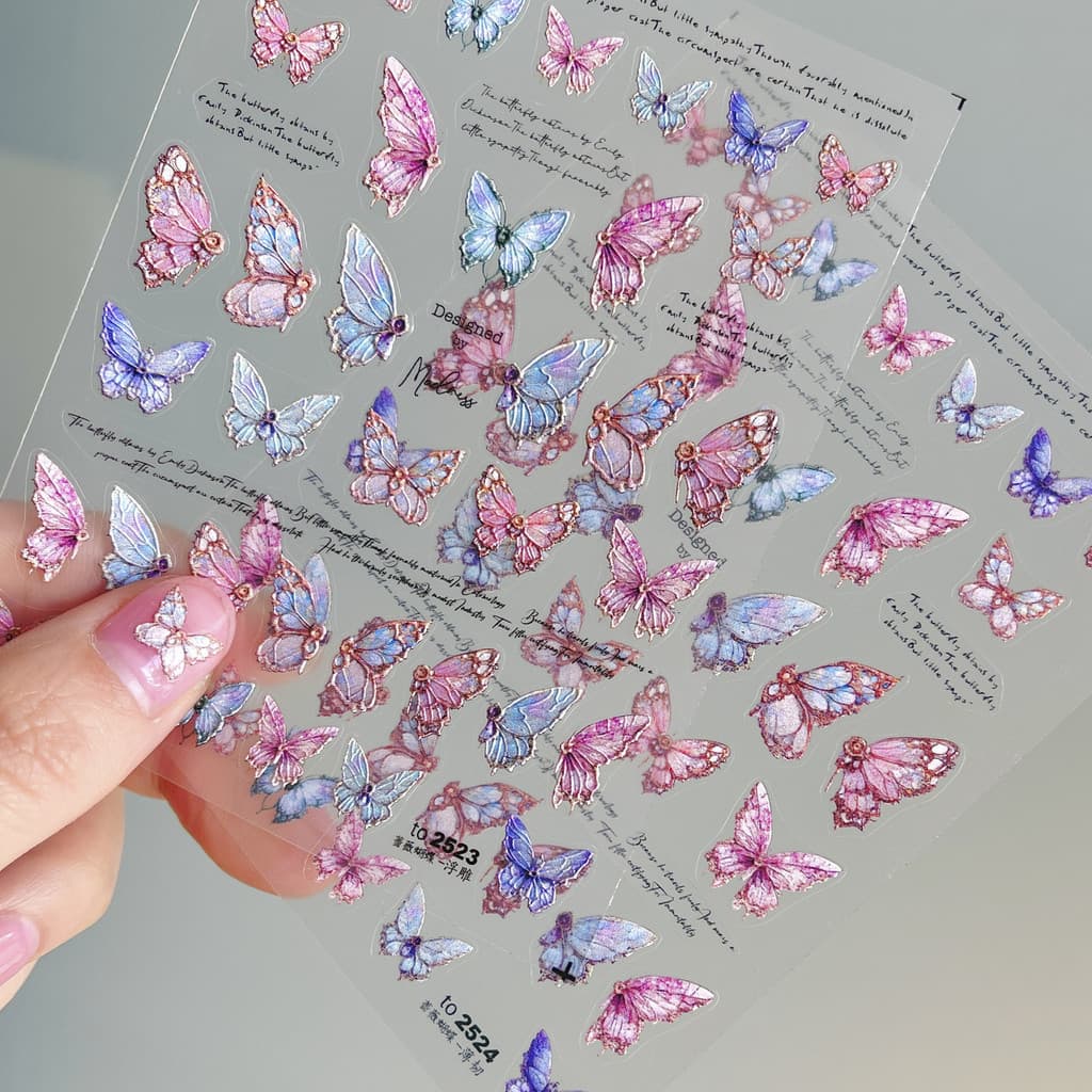 Adesivos em relevo para manicure, pacote de borboleta 3d tridimensional, venda quente, retrô, fofo, 5D, adesivos de unha