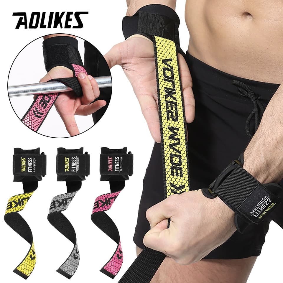 AOLIKES 1 Par Esportes Levantamento De Peso Duro Puxar Cinta Fitness Silicone Anti Deslizamento Auxiliar Protetor De Pul