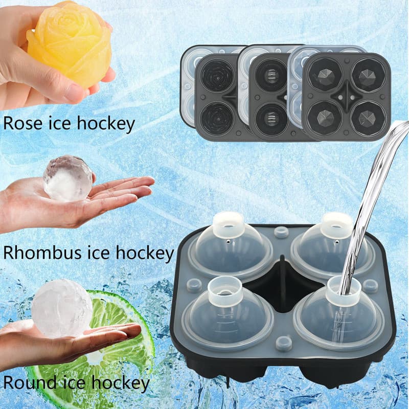 Molde de bandeja de gelo em forma de diamante de silicone bloco grande de silicone para fazer gelo doméstico uísque case