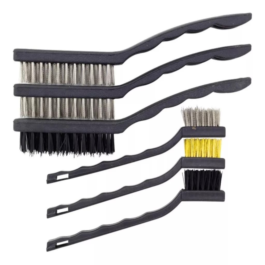 Kit 6 Peças Escovas Cerdas De Aço Latão E Nylon Para Limpar