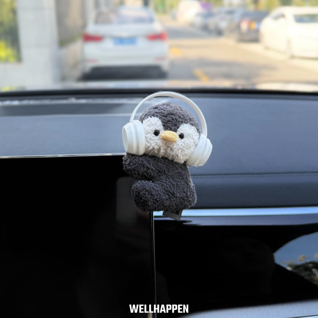 Bonito ouvir música pinguim carro Console central decorações cortinas deitado em ornamentos no carro cura ornamentos bon