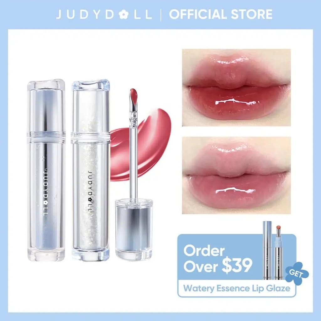 JUDYDOLL Brilho Labial Aquoso, Efeito Blur, Brilho Labial Espelhado, Tinta Labial Brilhante, À Prova de Transferência, A