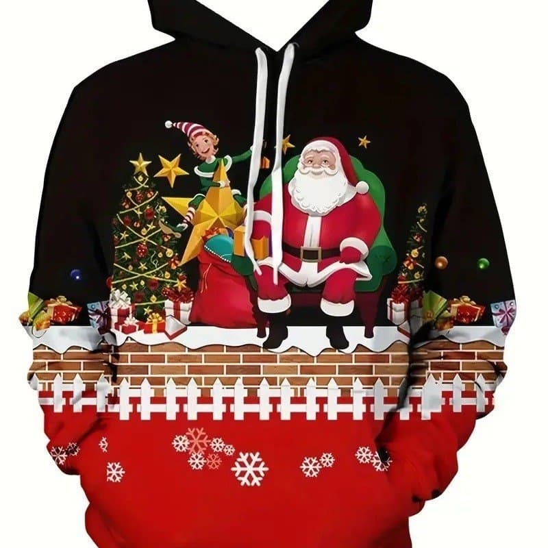 Comércio exterior transfronteiriço venda quente outono inverno masculino novo estilo impressão Digital série de natal co