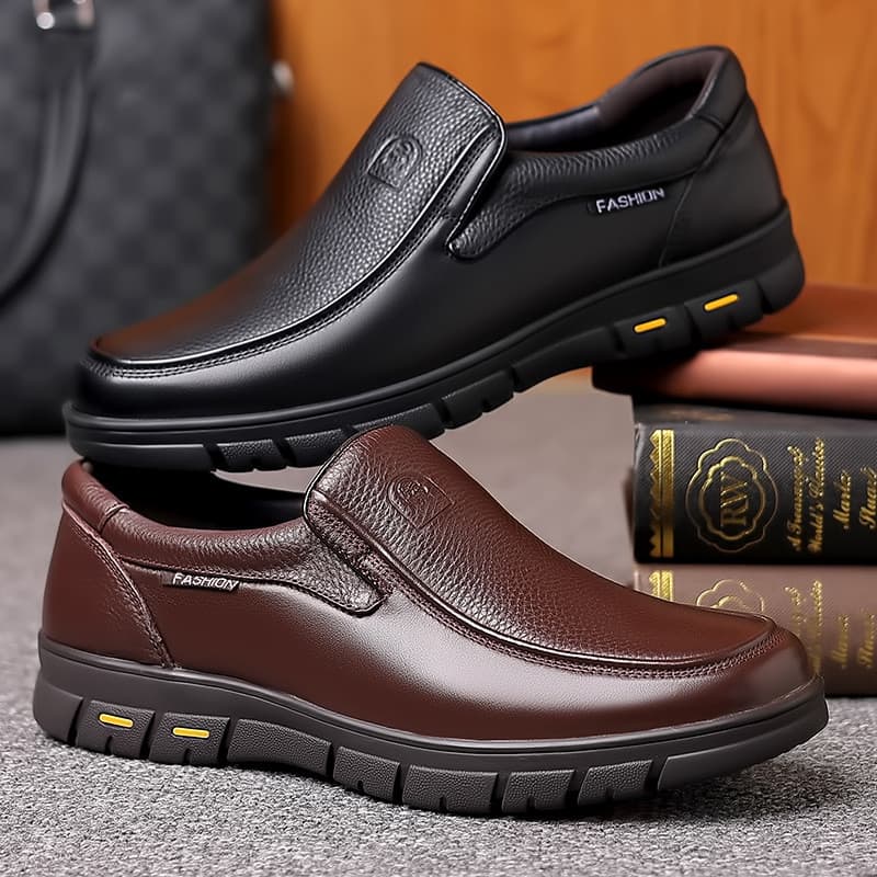 Sapatos masculinos de couro Plus Size, sapatos casuais de negócios, sapatos de pai de couro
