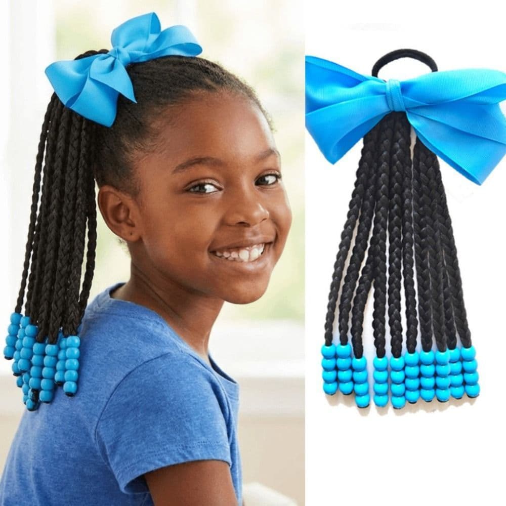 Rabo de cavalo trançado infantil, elásticos de cabelo, acessórios para cabelo, feitos à mão.