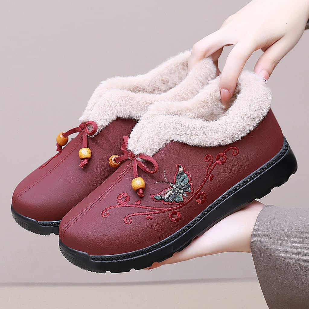 Velho Beibei Botas de Inverno para Idosas – Forro de Lã Reforçado, Antiderrapantes e Super Quentes