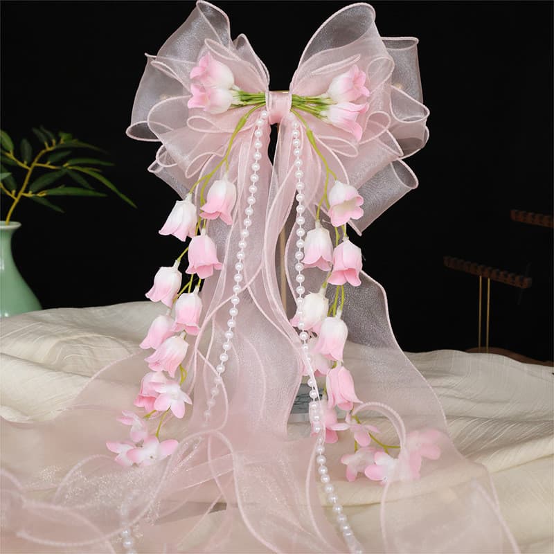 Presilha de Cabelo Estilo Princesa Super Fada Lírio do Vale Lolita com Laço de Renda e Cabeça de Animal para Crianças, A
