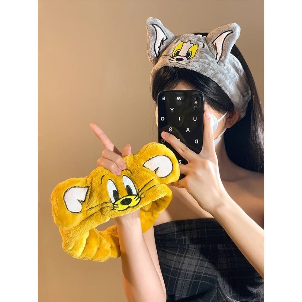 Gato e rato bonito rosto lavagem bandana aplicação máscara maquiagem bandana esportes elástico respirável acessórios de