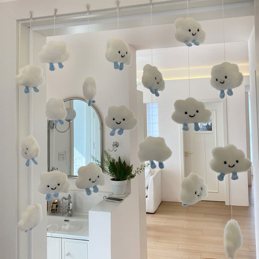 Cortina Suspensa Com Laço De Estrela De Pelúcia Sem Perfurações , Acessório De Partição De Quarto De Menina Fofa