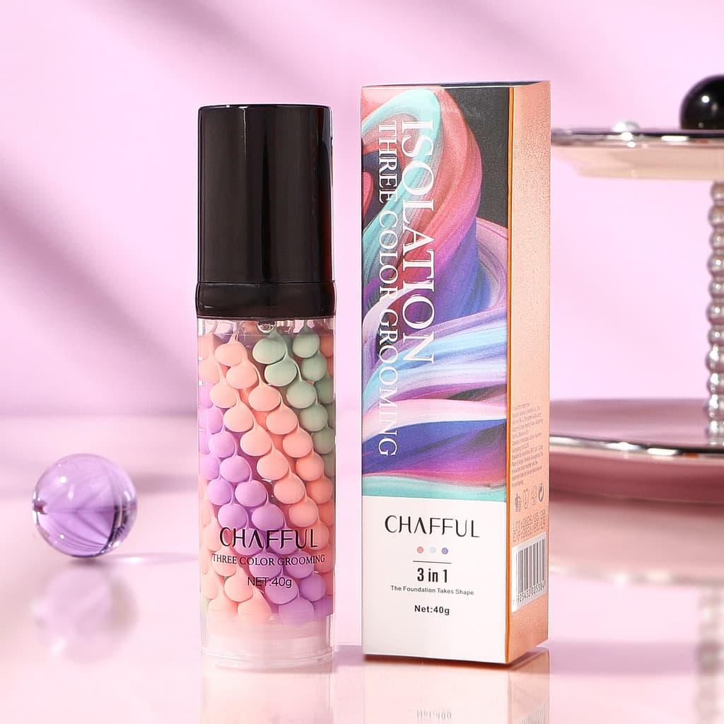 Tricolor Rainbow Base Creme Refrescante Iluminador Maquiagem Primer Natural Nude Maquiagem Base Creme