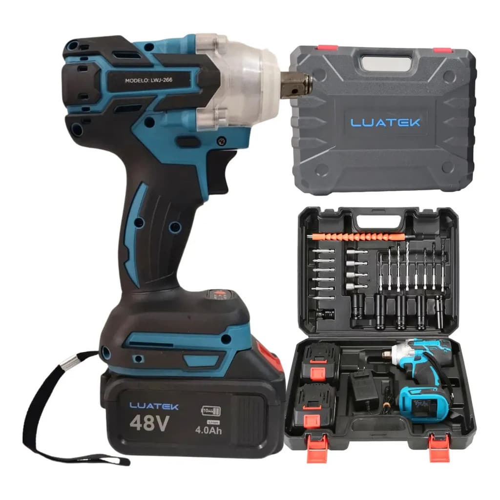 Maleta Chave De Impacto Forte 1/2 Sem Fio Com 2 Baterias 48v