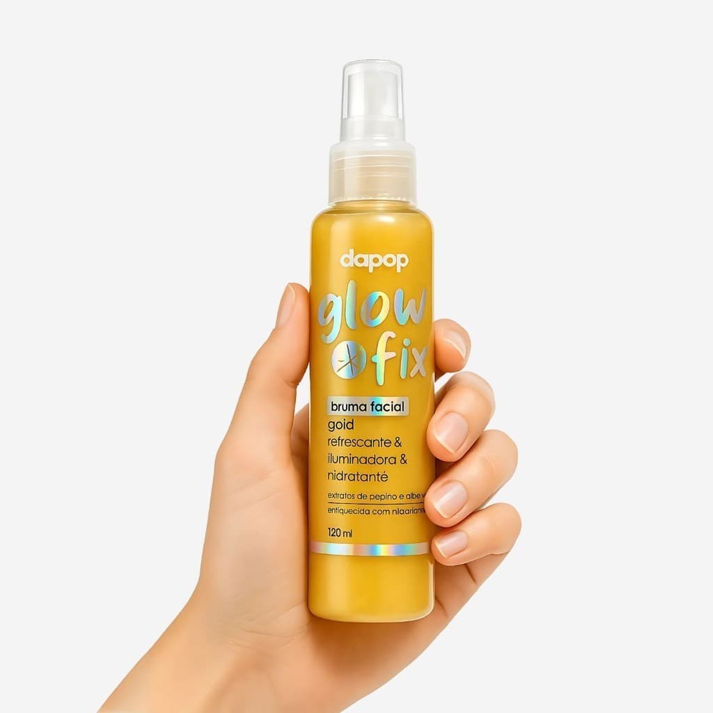 Bruma Fixadora Iluminadora Glow Fix Gold Dapop 120ml – Fixação, Freshness e Brilho Radiante