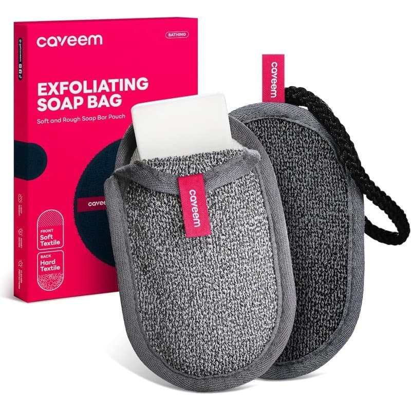 Saco Protetor de Sabonete CAVEEM, Bolsa de Esfoliação Áspera e Suave para Sabonete em Barra, Suporte de Sabonete em Rede