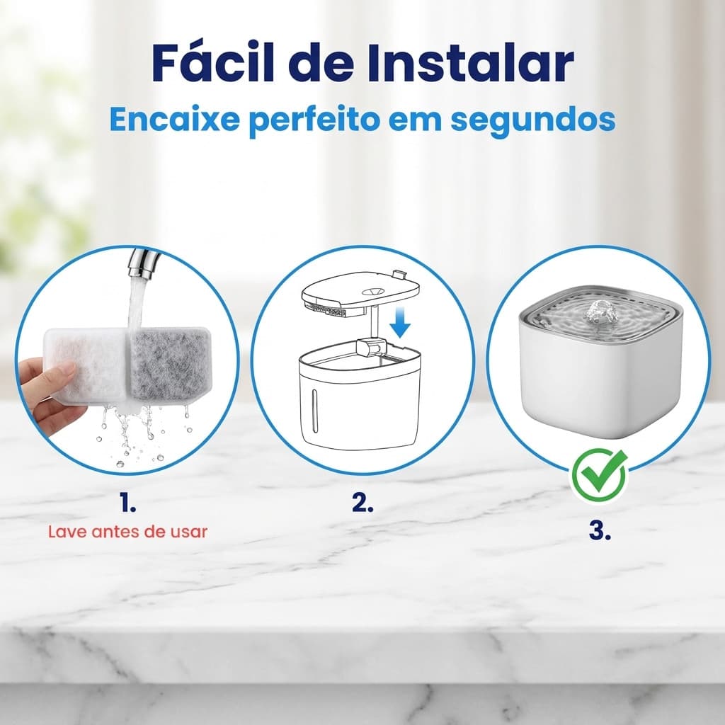 Refil Filtro para Fonte de Água Pet 10,5x4,5cm – Reposição para Bebedouro de Gatos e Cachorros