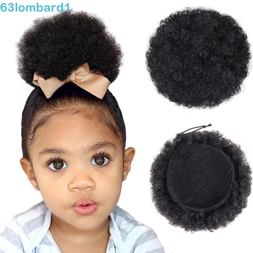 LOMBARD1 Coques De Cabelo Sintético , Rabo De Cavalo Afro Com Cordão Natural De 4 Polegadas , Mini