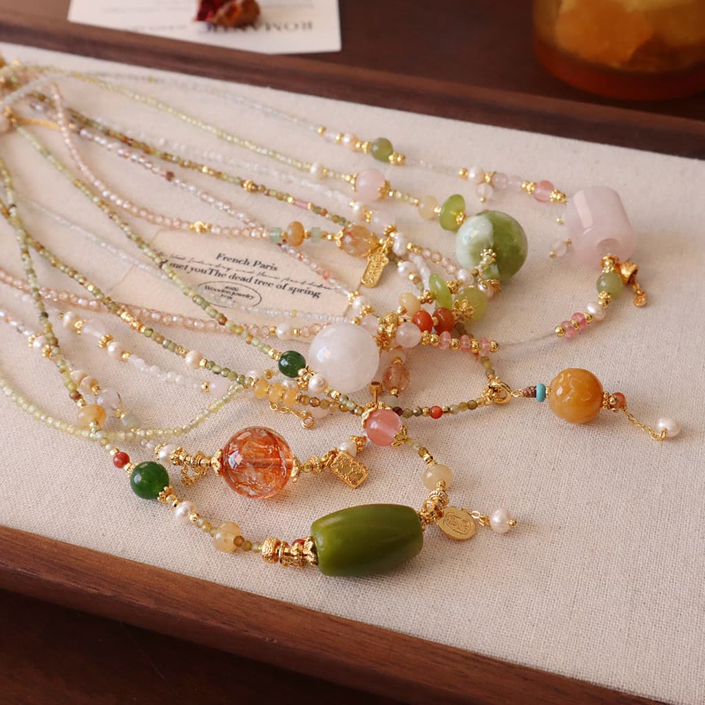 Design de cristal Natural colar primavera verão colorido colar atmosfera de água doce pérola colar luz presente luxo