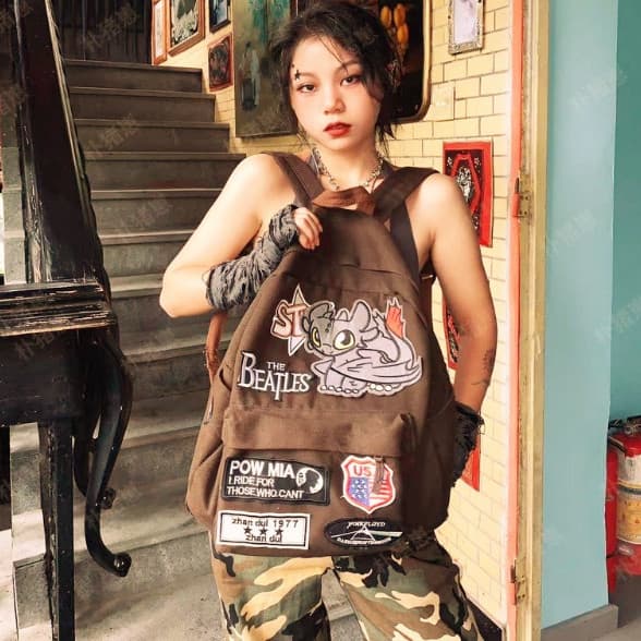 [SJB] Mochila Godzilla Little Monster 2 Brown, mochila Casual masculina e feminina, mochila escolar de estudante, YZ