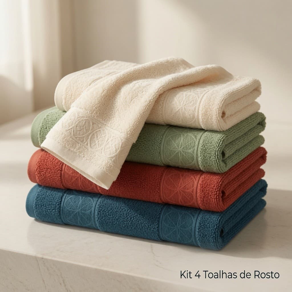 Kit 4 Toalhas de Rosto 35x75cm Premium ideal para salão banheiro cozinha rosto