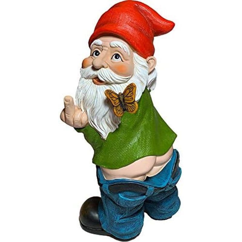 Mood Lab Garden Gnome-Calça Gnomo Com Dedo Médio-Decoração Externa Ou Interna De 9.3 Polegadas De Altura