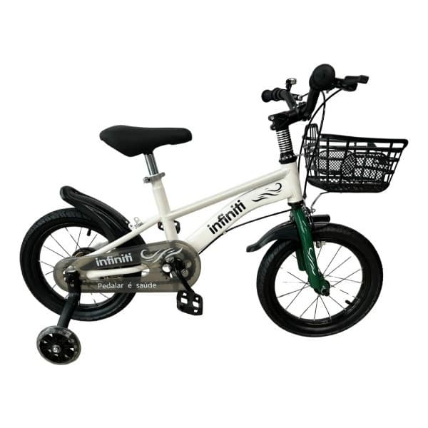 Bicicleta Infantil Aro 16 Branco com Verde Infiniti Kids