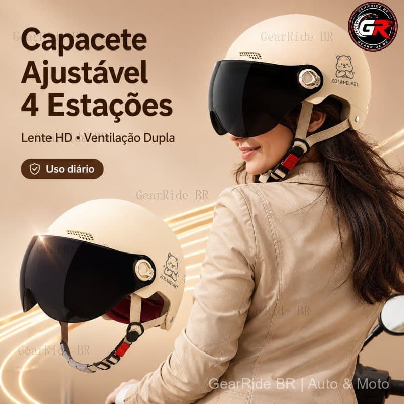 1 Peça 3C Certificado Masculino E Feminino Adulto Desenho Animado Motocicleta Elétrica Meio Capacete Com Óculos GR