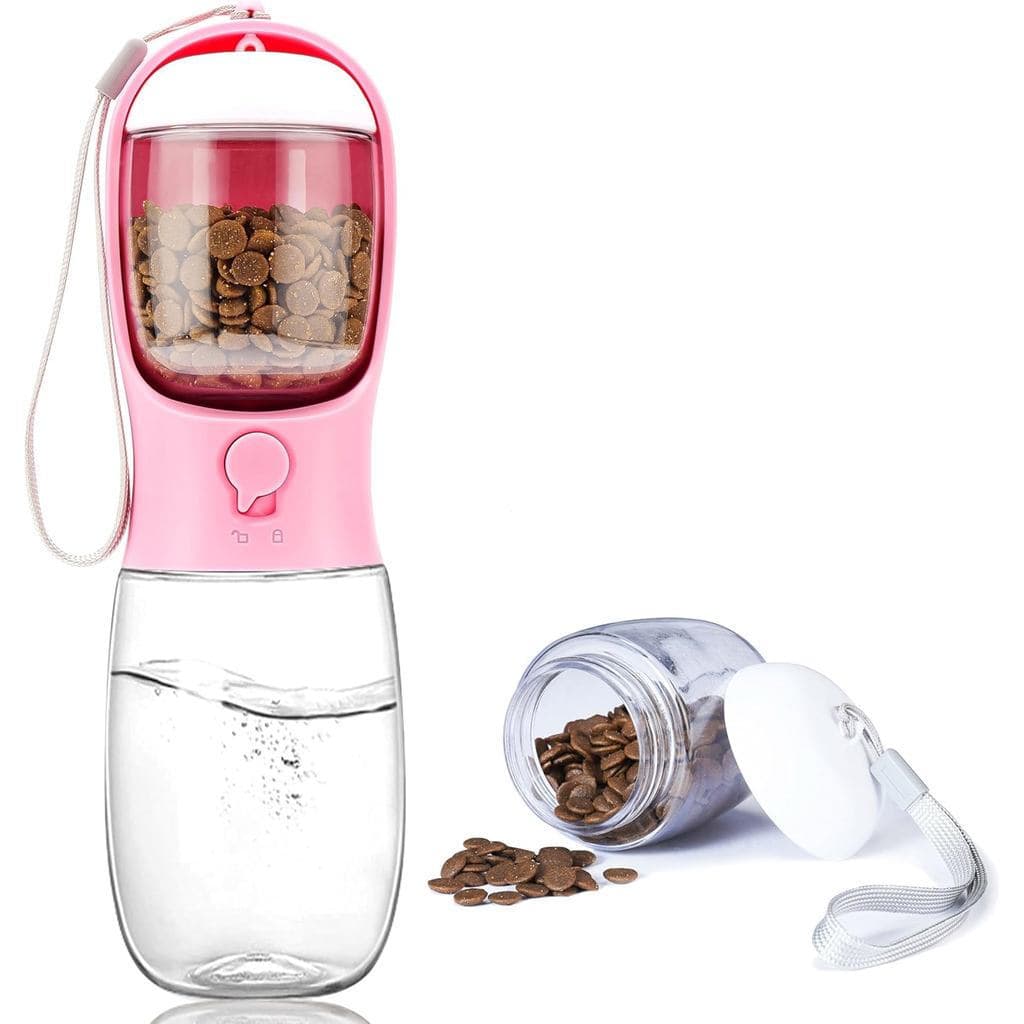 Garrafa de Água para Cães com Recipiente para Comida, Dispensador de Água Portátil à Prova de Vazamentos para Passeios,